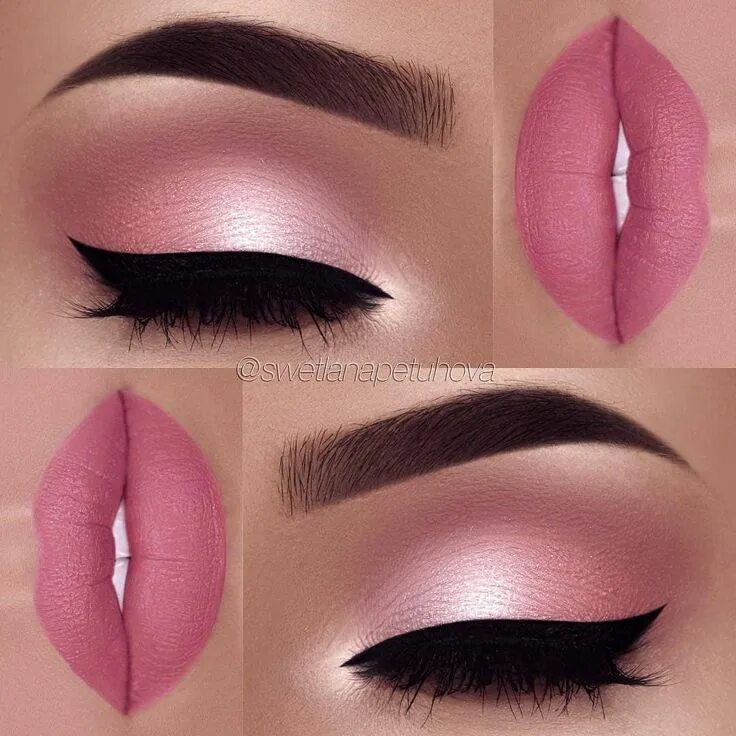 Макияж глаз и губ Olhos com sombra em tons rosa No eyeliner makeup, Pink eye makeup, Eye makeup de