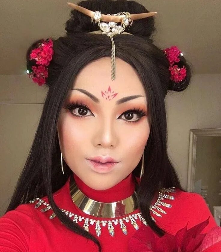 Макияж глаз китаянок #Makeup #DKGF #Maquillaje Girl halloween makeup, New year's makeup, Geisha makeu