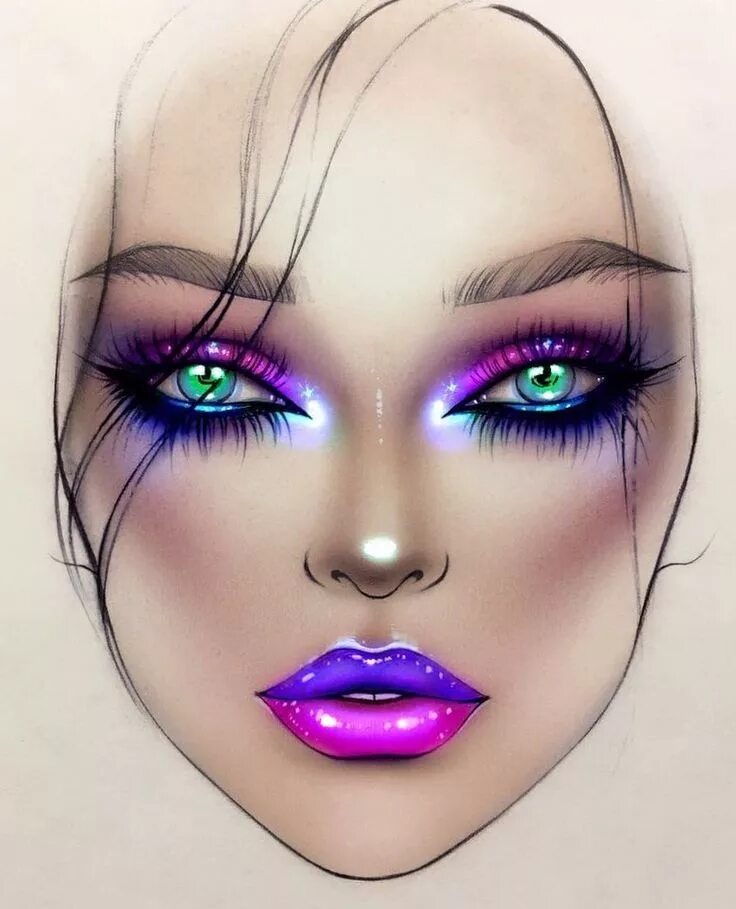Макияж глаз нарисовать Pin on BEAUTIFUL Face charts
