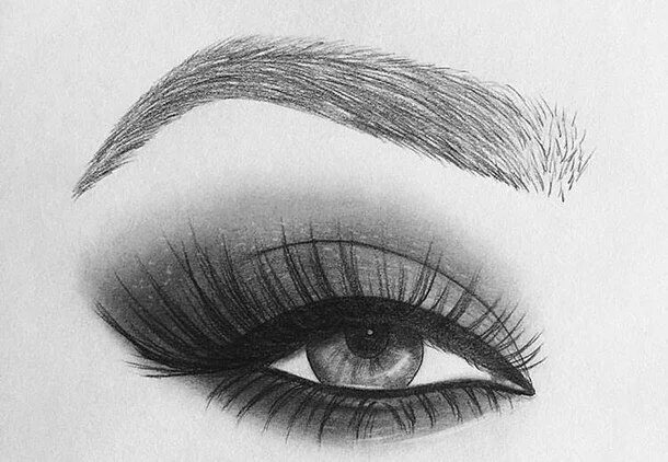 Макияж глаз нарисовать Pencil Drawing of an Eye with Long Lashes