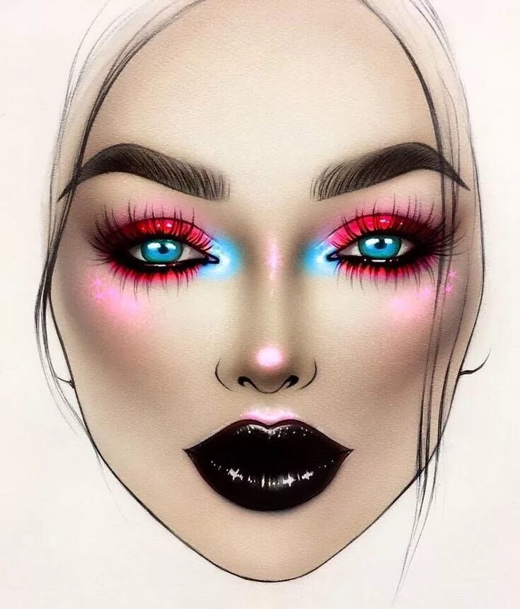Макияж глаз нарисовать ♡ Makeup Face Chart by Milk1422 ♡ Face chart, Makeup face charts, Makeup charts