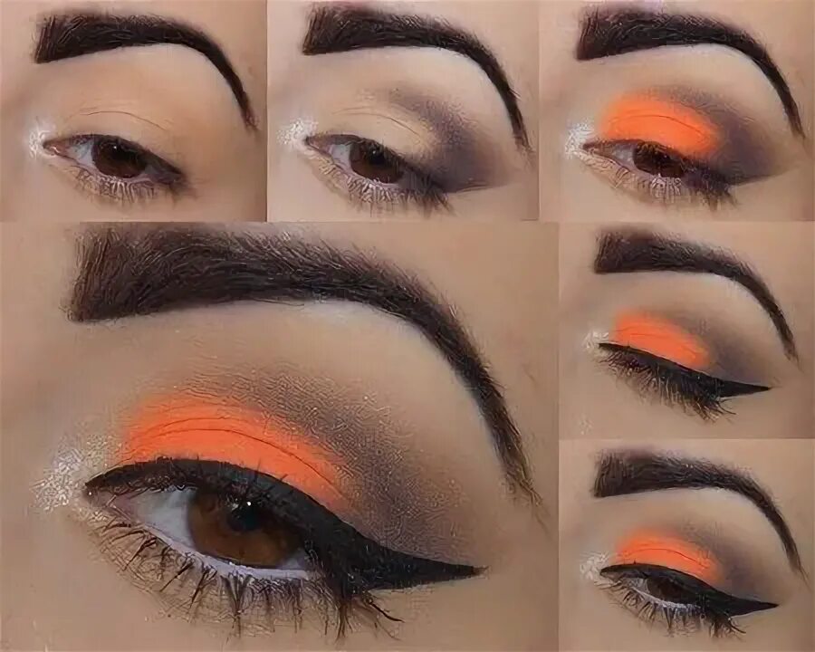 Макияж глаз оранжевыми тенями Easy orange and black makeup tutorial :3 Maquillaje de ojos suave, Maquillaje de