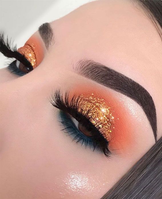 Макияж глаз осень Gorgeous Eyeshadow Looks The Best Eye Makeup Trends - Shimmery Orange Look Orang