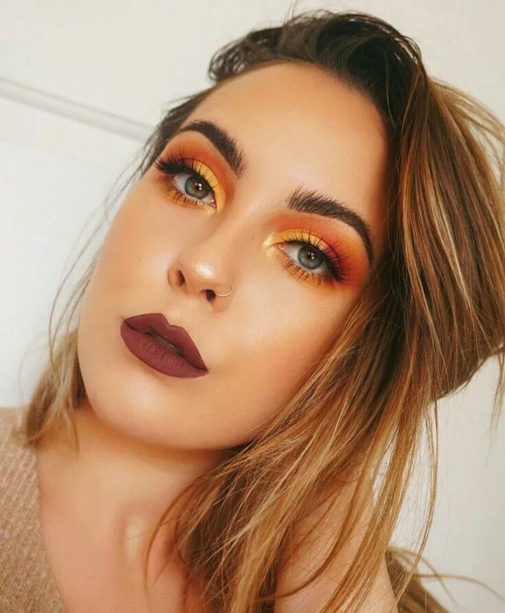 Макияж глаз осень Pin on Makeup Orange makeup, Fall makeup looks, Hair makeup