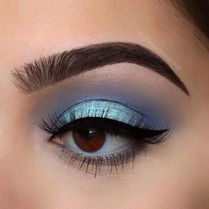 Макияж глаз под голубое платье Blue smokey eye, Blue eye makeup, Eyeshadow for brown eyes
