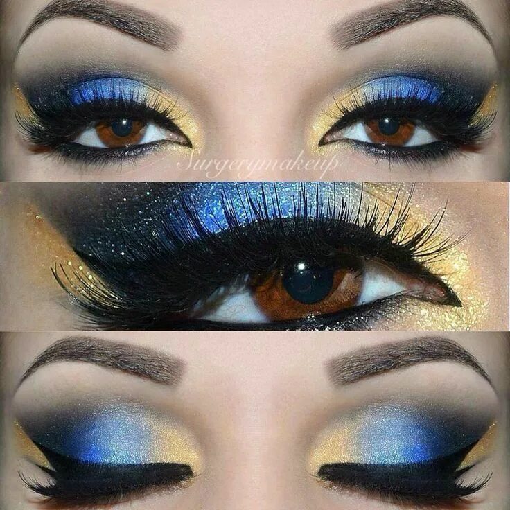 Макияж глаз под голубое платье I call it snow white makeup Blue eyeshadow makeup, Snow white makeup, Gold eye m