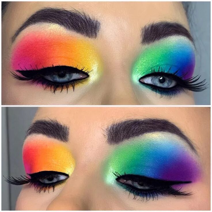 Макияж глаз радуга Pin by Kastacia on Makeup looks Rainbow eye makeup, Dramatic eye makeup, Eye mak