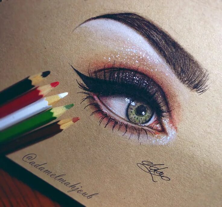 Макияж глаз рисуем insta : @adamelmahjoub Color pencil art, Eyes artwork, Pencil art drawings