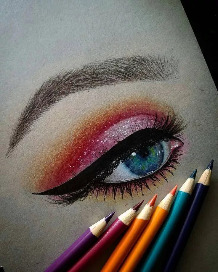Макияж глаз рисуем Pin on ART Color pencil art, Eye art, Eye drawing