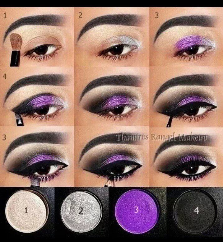 Макияж глаз с помощью теней Gallery For > Smokey Purple Eyeshadow Tutorial Purple eye makeup tutorial, Ey