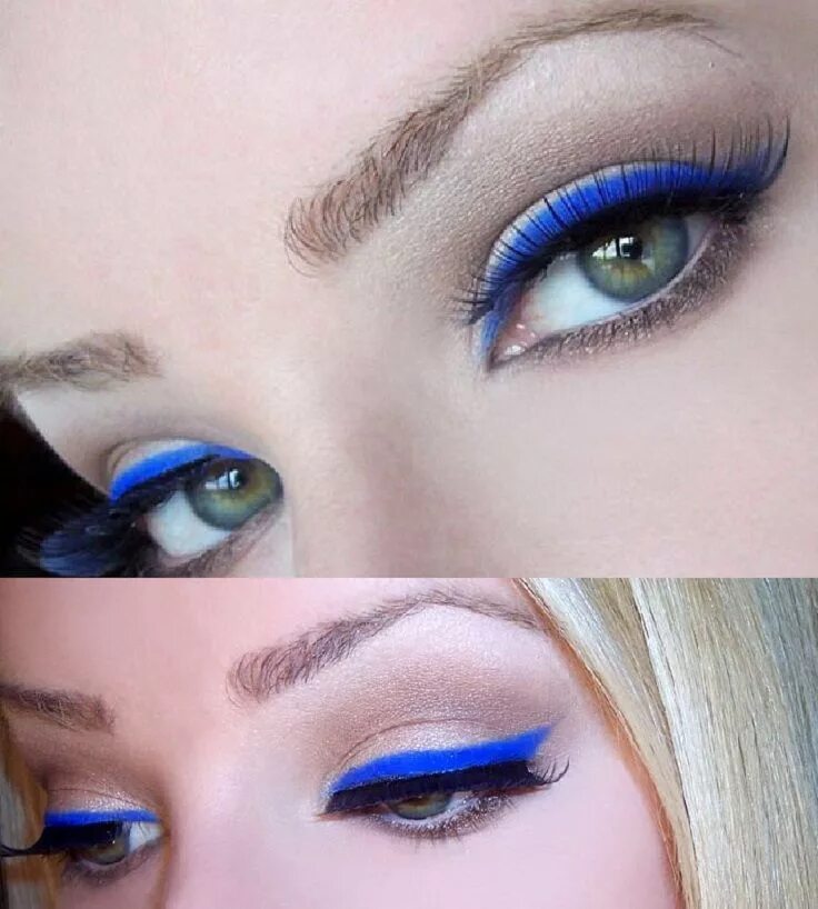 Макияж глаз с синей подводкой Top 10 Makeup Looks With Blue Eyeliner For Every Eye Color Blue eye makeup, Blue