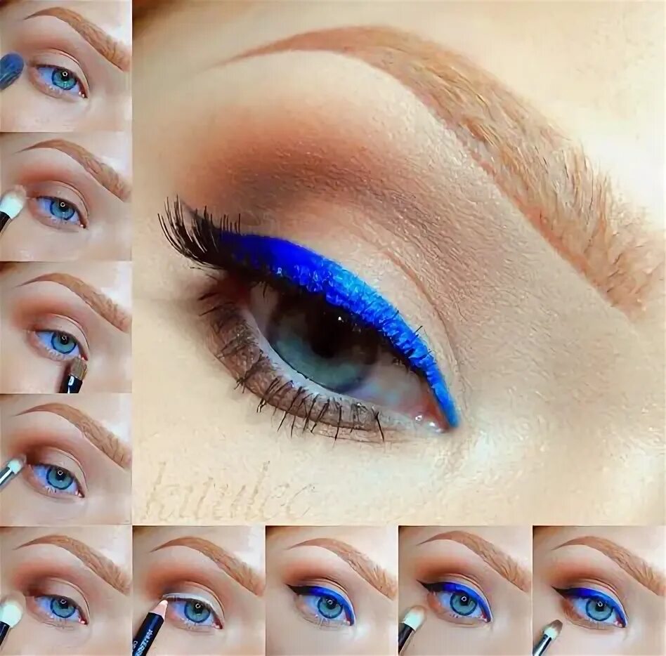 Макияж глаз с синей подводкой 220 MakeUP stepBYstep ideas makeup, makeup tutorial, eye makeup