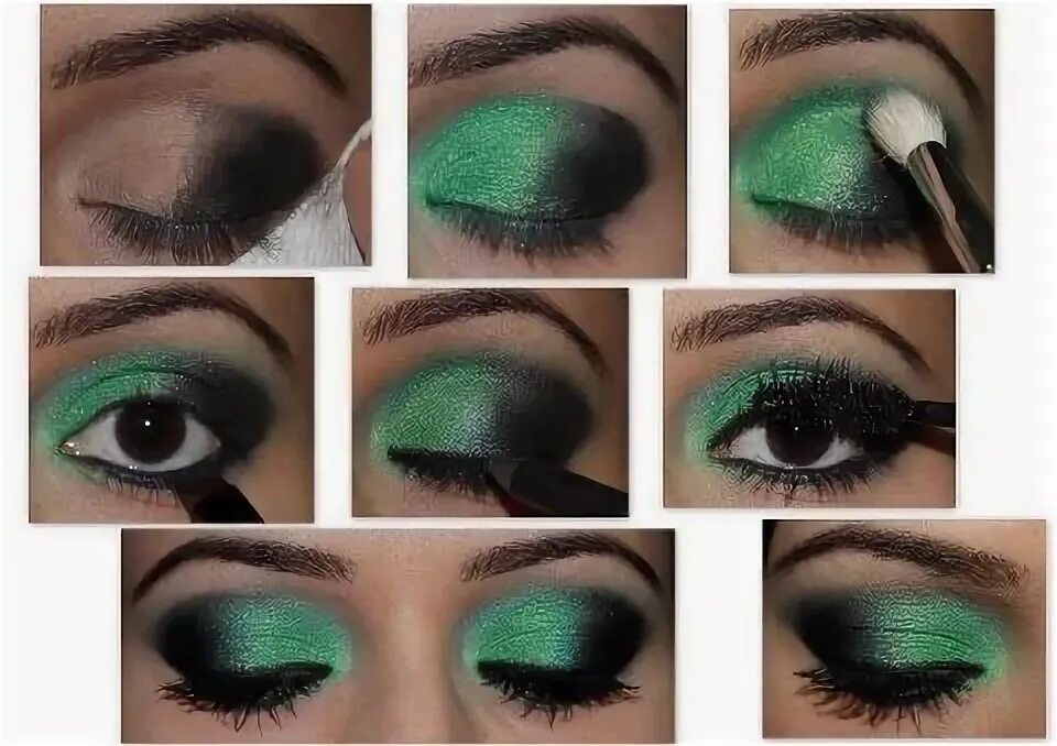 Макияж глаз с зелеными тенями пошагово Smokey green Макияж для зеленых глаз, Макияж в зеленых цветах, Предметы макияжа