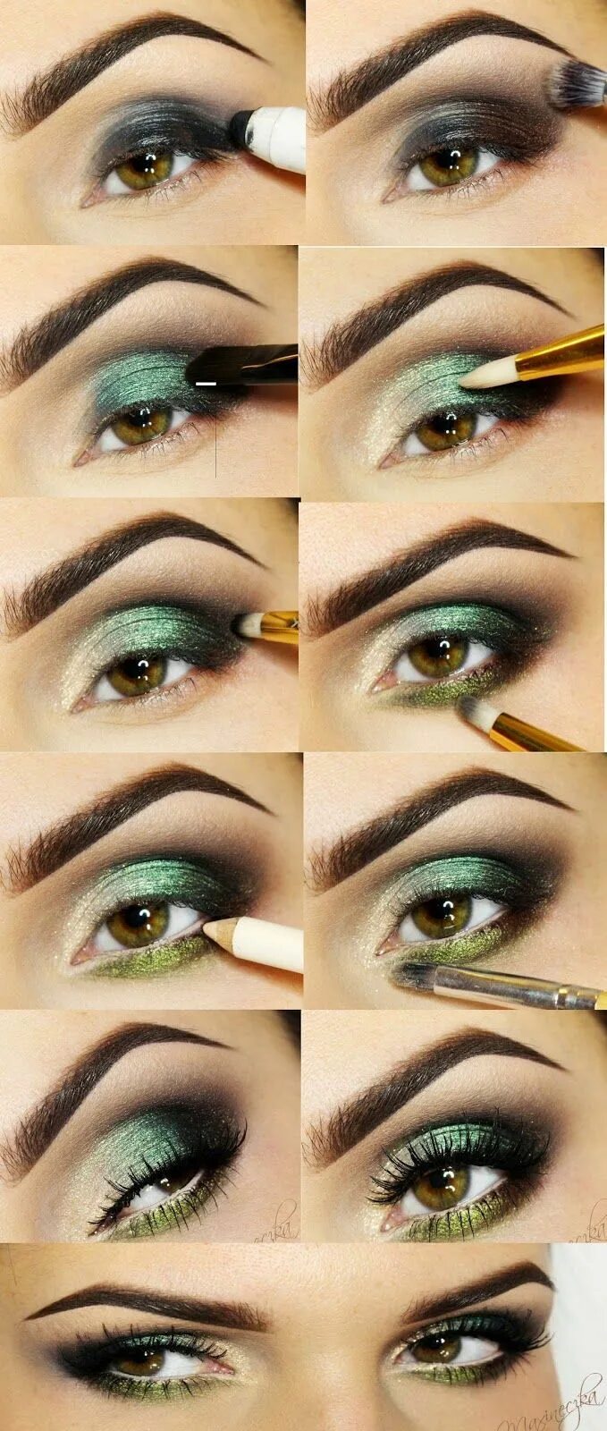 Макияж глаз с зелеными тенями пошагово ❤ ❤ ❤ ACCESSORY and FASHION Style ❤ ❤ ❤ Eye makeup, Smokey eye makeup, Eye makeu