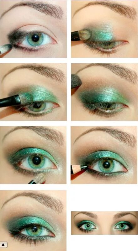 Макияж глаз с зелеными тенями пошагово Stunning Green eye shadow! Trucco per occhi piccoli, Guide per il trucco degli o
