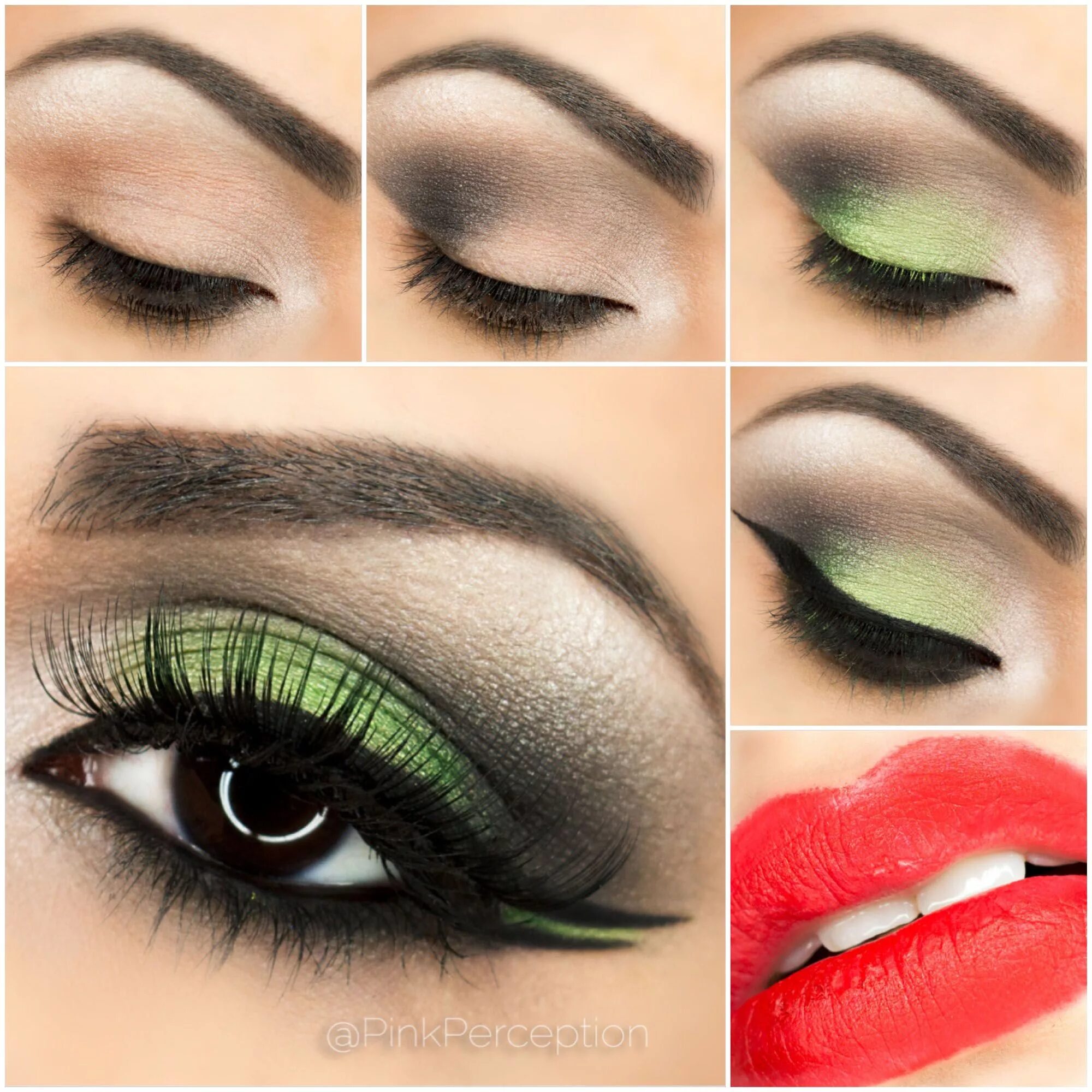 Макияж глаз с зелеными тенями пошагово Step By Step Bright Green Smokey Eye Tutorial Pink Perception. Maquillage, Maqui
