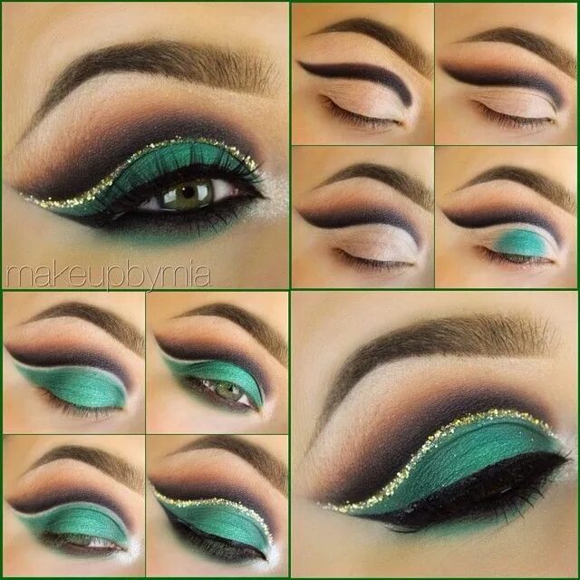 Макияж глаз с зелеными тенями пошагово PRODUCTS USED @MotivesCosmetics: "Onyx", "Cappuccino", Pearl" & "Blizzard" EyeSh