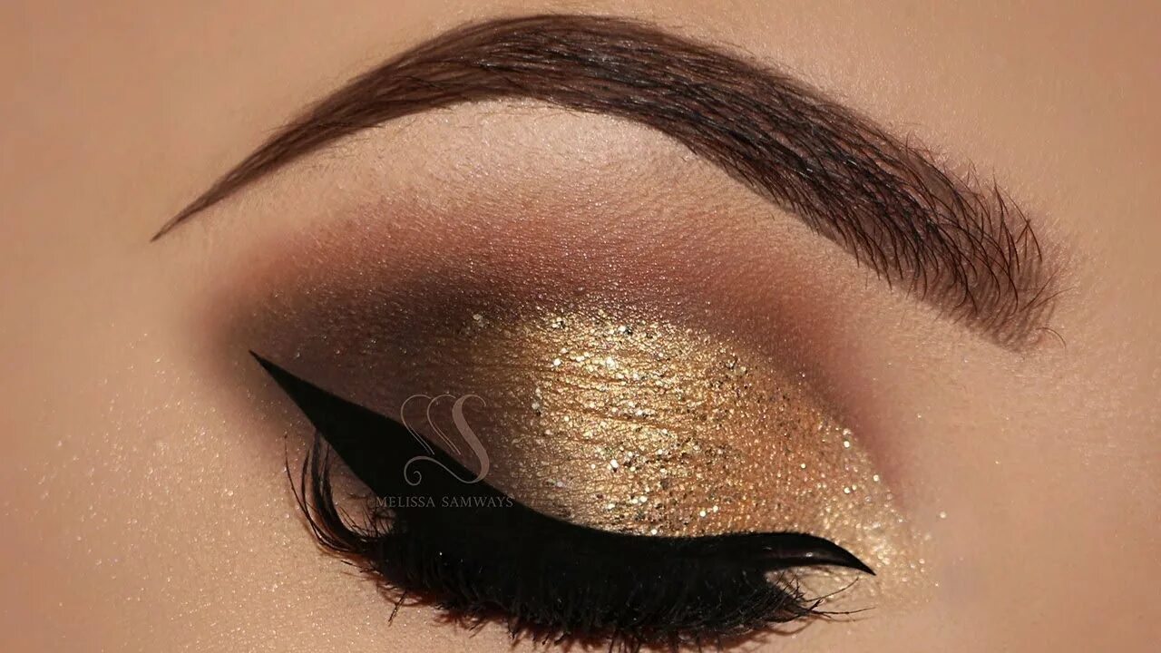 Макияж глаз с золотом Brown Smokey Eyes & Gold Glitter Makeup Tutorial Melissa Samways - YouTube