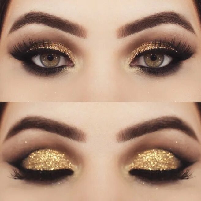 Макияж глаз с золотом Tutorial - Carnaval luxo com produtos Nacionais Glitter eye makeup, Colorful eye
