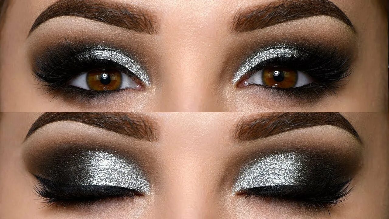 Макияж глаз смоки айс Classic Black Smokey Eye with Glitter Makeup Tutorial - YouTube