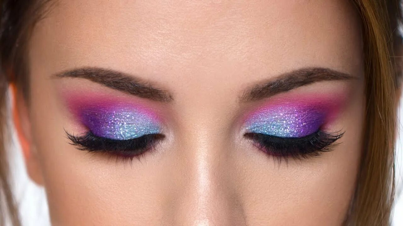 Макияж глаз спб Colorful Glitter Smokey Eye Makeup Tutorial Purple , Teal and Pink - YouTube