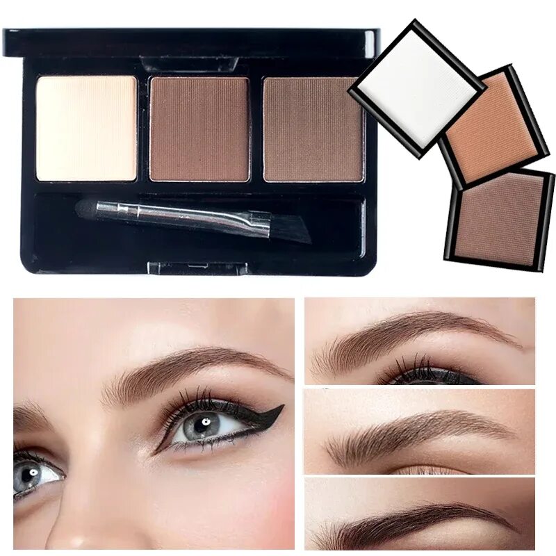 Макияж глаз тенями для бровей 2017 New Eyebrow Enhancer Brand Make Up Palette Long Lasting Pigment 3 Color Bro