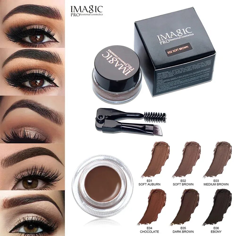 Макияж глаз тенями для бровей IMAGIC Best Deal Eyebrow Enhancers Waterproof Long Lasting Eyebrow Gel Cream + M