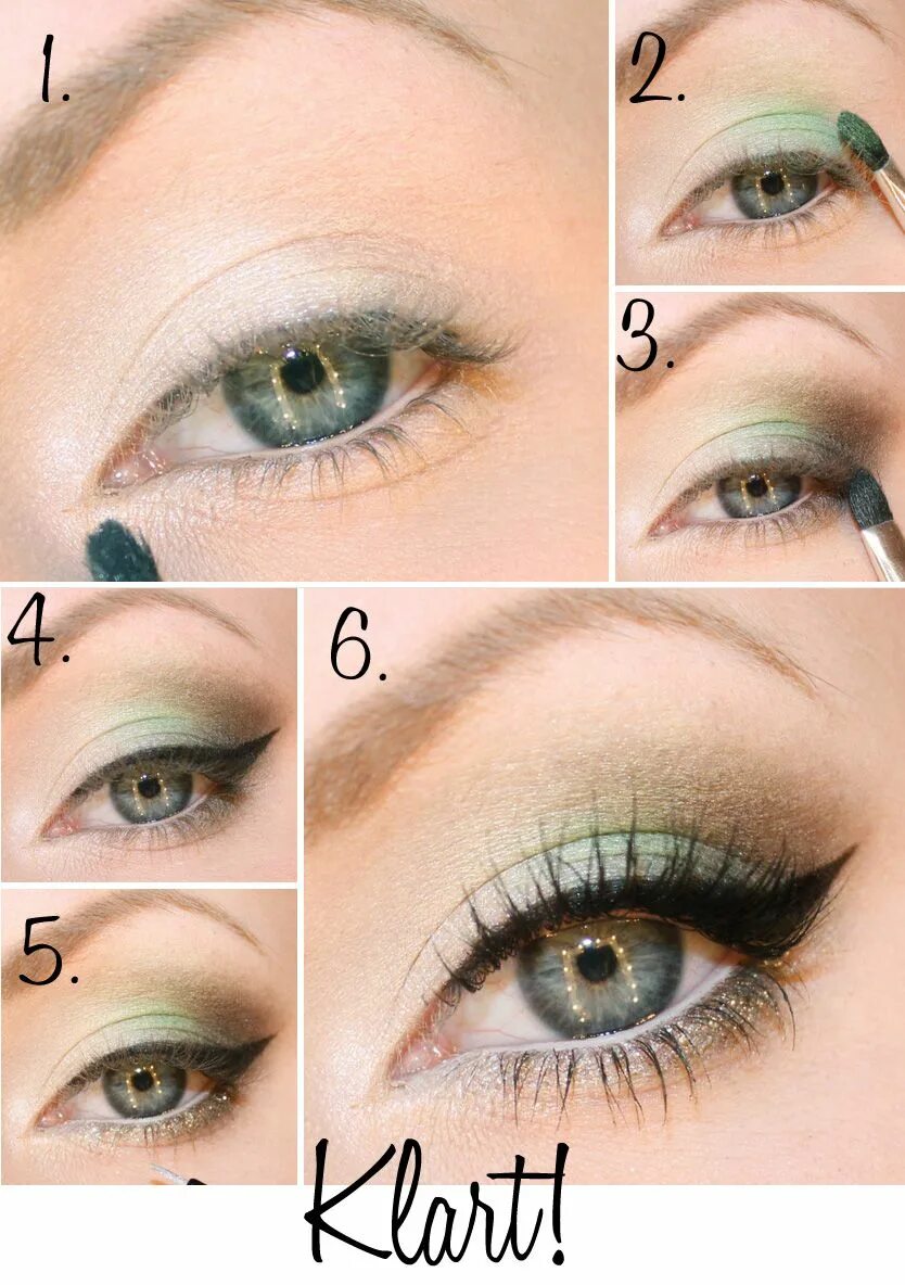 Макияж глаз тенями для нависшего века grön höstsminkning steg för steg Eye makeup, Makeup for green eyes, Green makeup