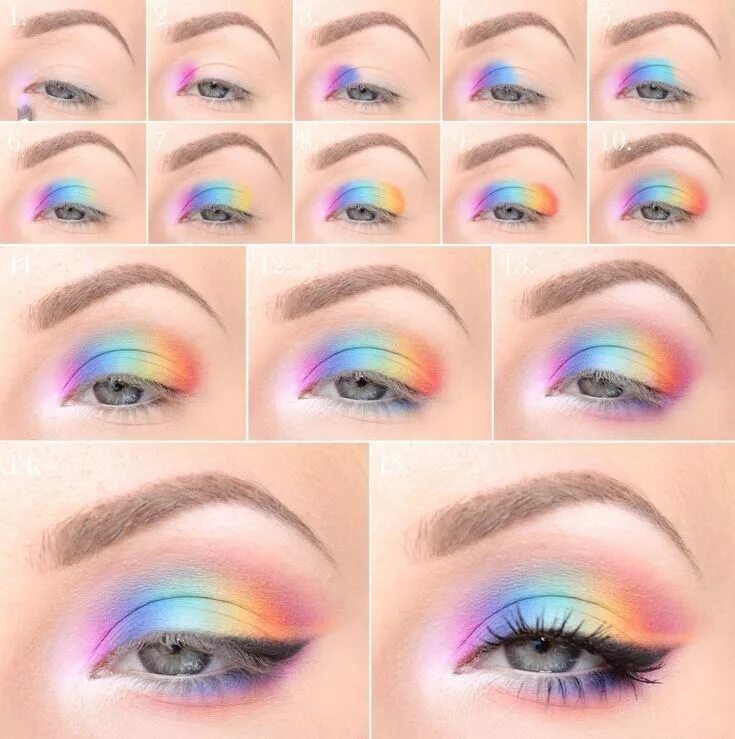 Макияж глаз в домашних Passo a passo maquiagem carnaval Rainbow eye makeup, Rainbow makeup, Glitter eye