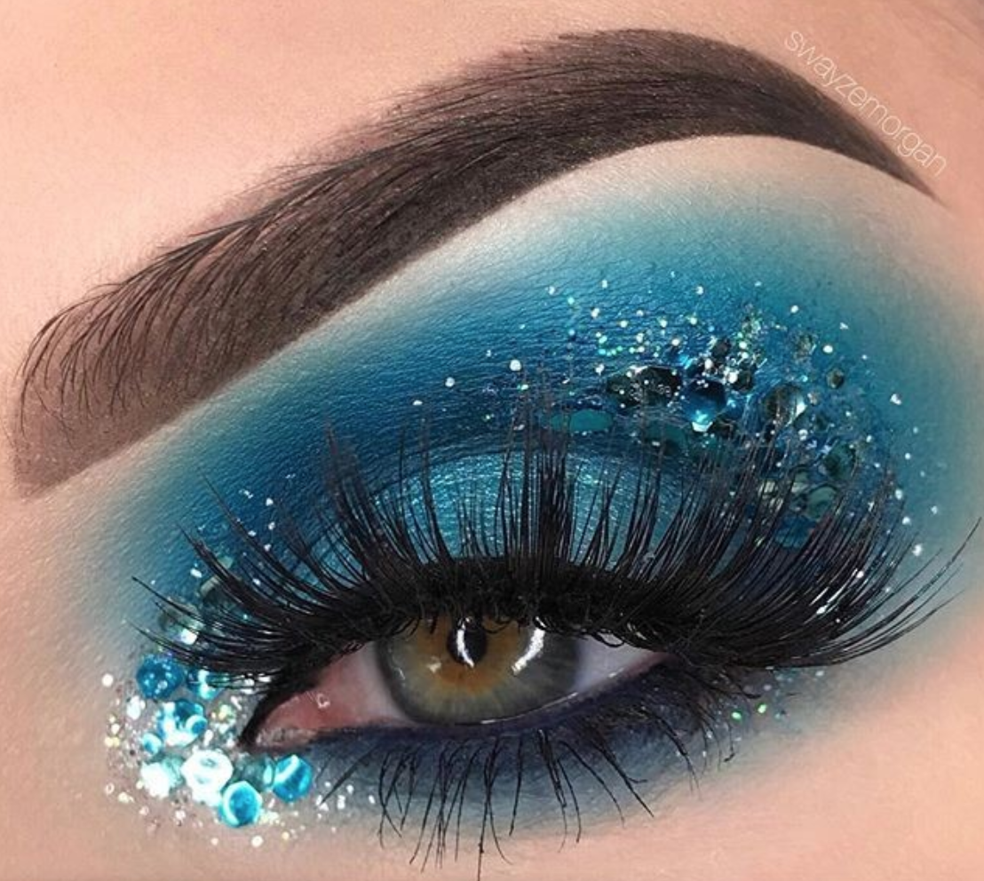 Макияж глаз в голубых тонах Gemstone Collection -9 Colors Shadow Palette(SPACE)-BLUE series-Colorful eyeshad