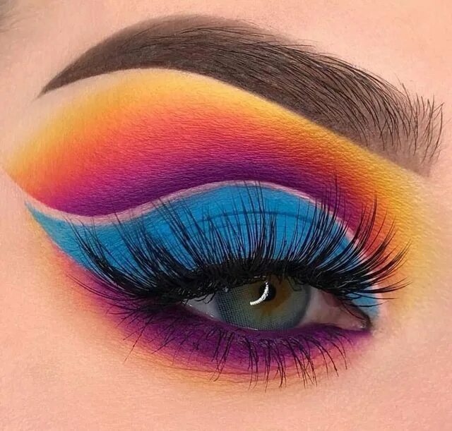 Макияж глаз яркими цветами COMO SE MAQUIAR? UM GUIA COMPLETO COM PASSO A PASSO. Colorful eye makeup, Eye ma