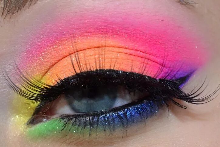 Макияж глаз яркими цветами Rainbow Sherbet Collection Rainbow makeup, Smoky eye makeup, Neon makeup