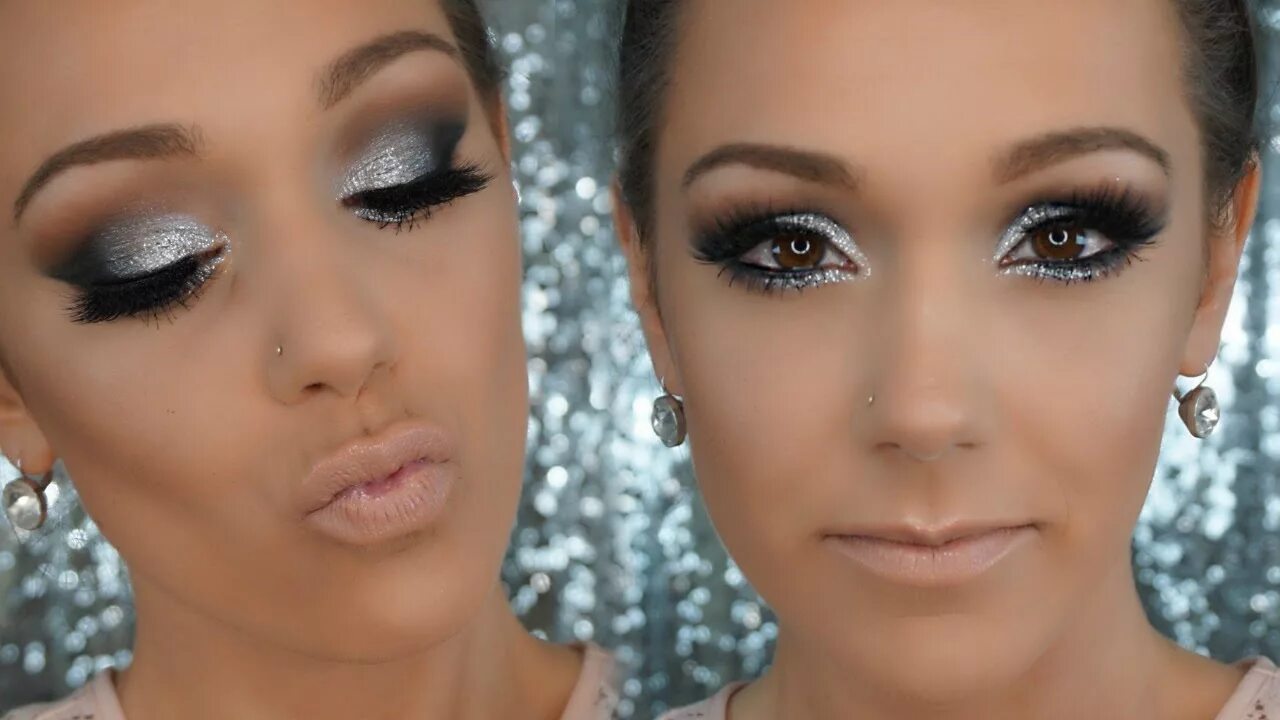 Макияж год SEXY NEW YEARS EVE MAKEUP Silver Glittery Smokey Eye Sparkly - YouTube