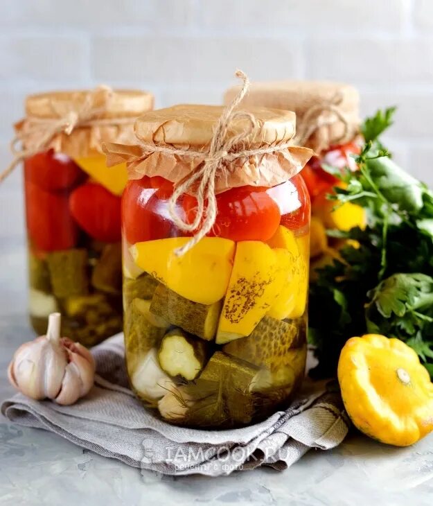 Маринованные овощи рецепт с фото Ассорти из помидоров, огурцов и патиссонов на зиму - рецепт с фото пошагово + от