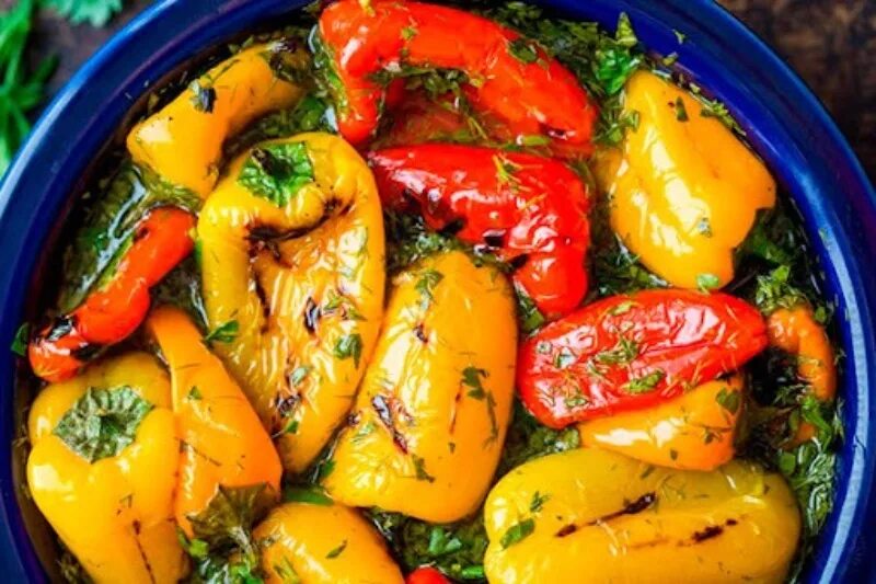 Маринованный болгарский перец рецепты фото Рецептура блюда Запечённый перец