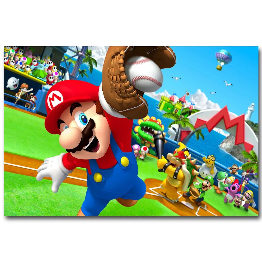 Марио фото из игры Super Mario Bros Art Silk Fabric Poster Print 13x20 24x36 inch Vedio Game Pictur