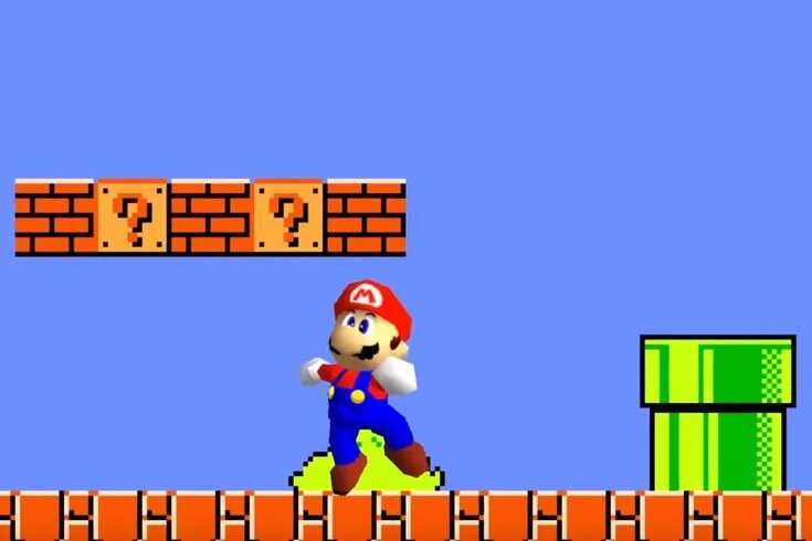 Марио фото из игры Hacker recrea el Super Mario Bros original en Super Mario 64 - La Tercera Mario 