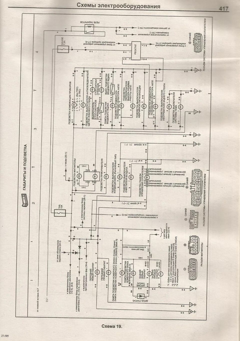 Марк 2 электрическая схема Электро схемы Тойота Марк 2 с 84-95г.в. на русском языке.1-я часть - Toyota Mark