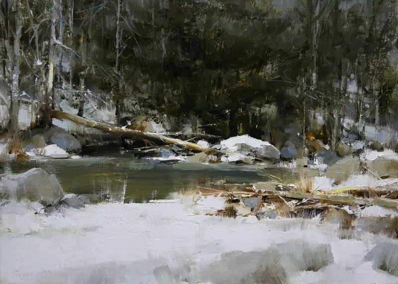 Марк художник фото "A Winter Harmony" by Mark Boedges Oil, 11x14 Beautiful Landscapes Painting, Lan