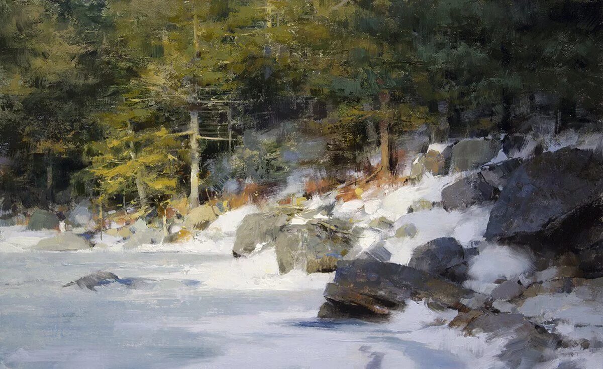 Марк художник фото Mark Boedges - Edge of the Lake 13x20 oil At some point early in this painting I