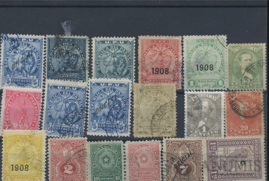 Марка амода фото Лот почтовых марок, 18 шт. Парагвай. Лот № 3817. Аукцион № 189. - ANUMIS