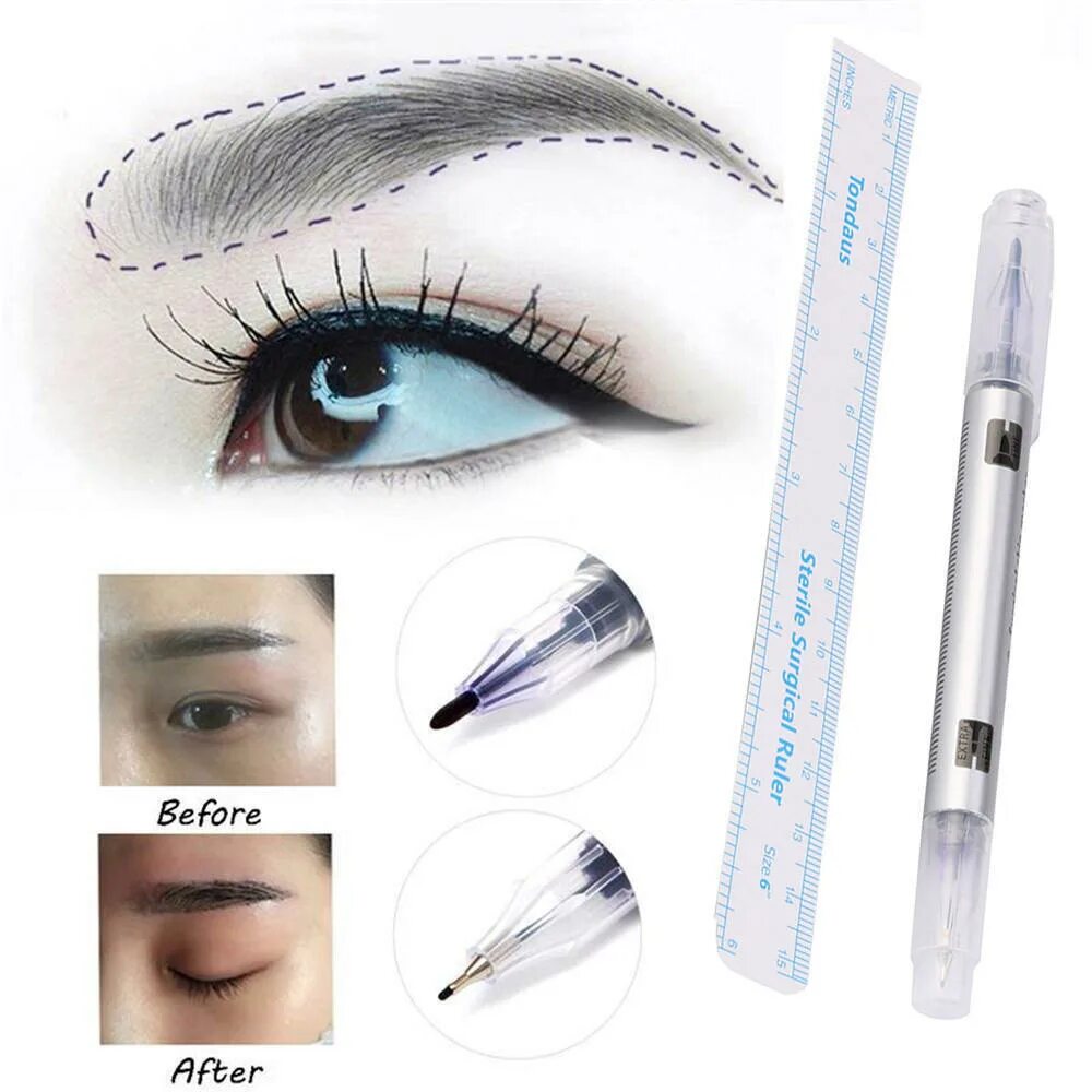 Маркер для бровей фото 1PC Surgical Skin Marker Pen Scribe Tool for Tattoo Piercing Permanent Makeup ку