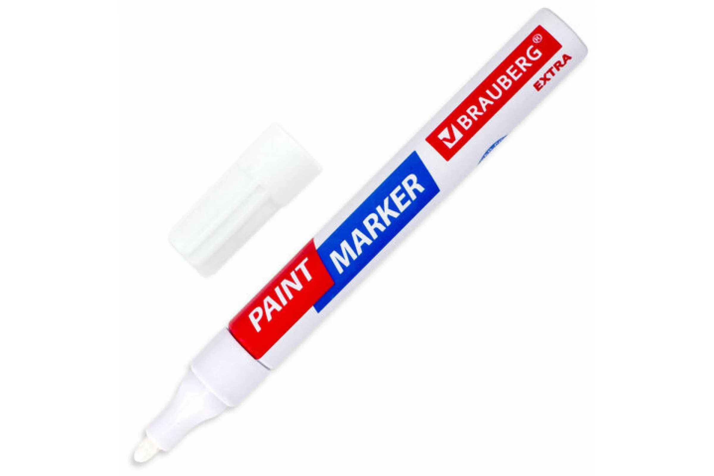 Маркер краска фото Маркер-краска лаковый Extra (paint marker) 4 мм, Белый, Усиленная Нитро-основа -