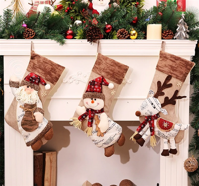 Маркетплейсы недорого новогодний декор и подарки Santa Claus Snowman Santa Sacks Christmas Gift Bags New Year Christmas Stockings