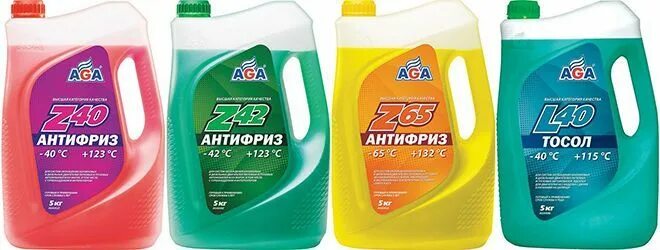 Марки антифриза фото Z40 красный, Z42 зеленый, Z65 желтый, тосол L40 Сам Себе Автомеханик