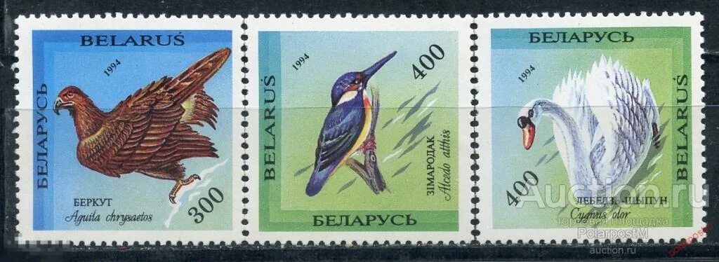 Марки беларуси фото Е150 БЕЛАРУСЬ 1994 69-71 Птицы, занесенные в Красную книгу Беларуси - покупайте 