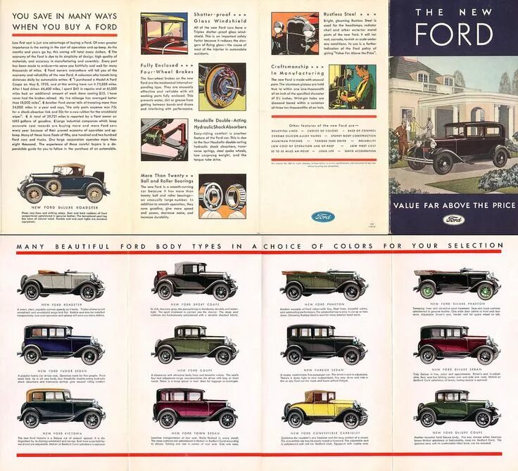 Марки форда список и фото The New Ford - Value Far Above The Price; 1931 Model A Ford Full-Line Brochure F