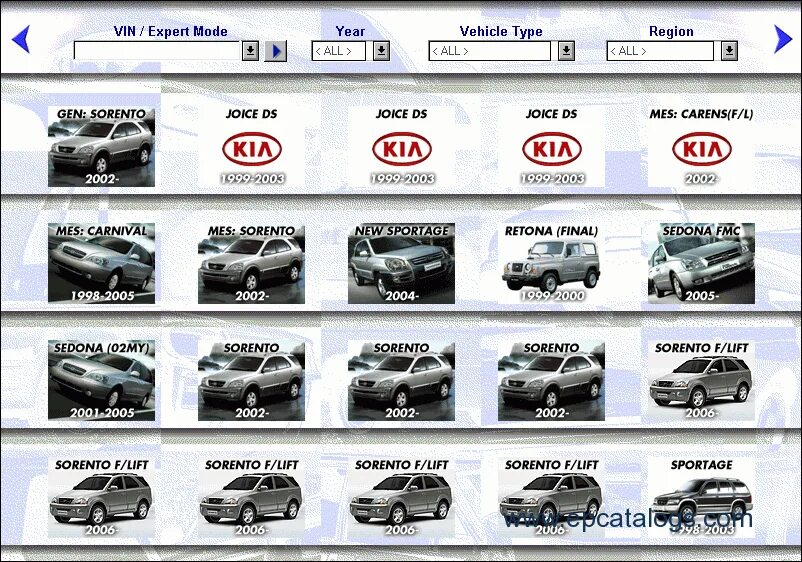 Марки кия список с фото все модели Kia Mcat All Spare Parts Catalog Download