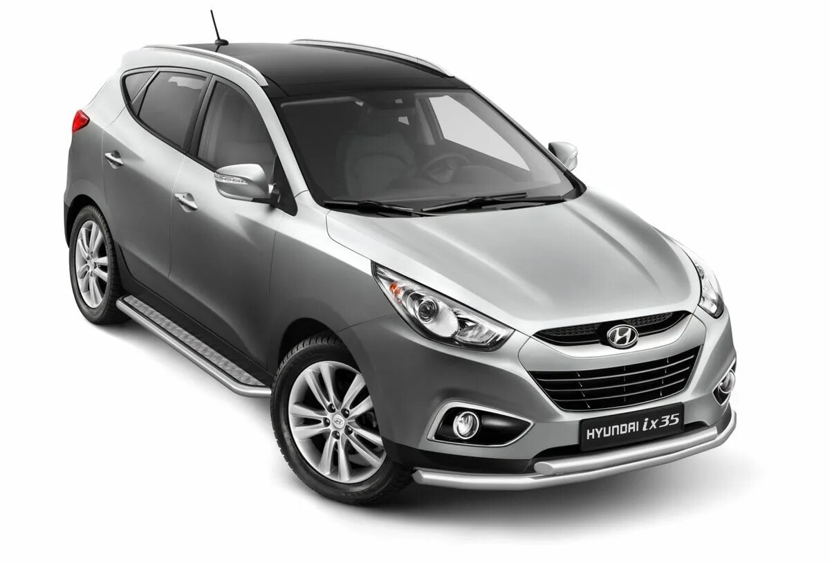 Марки машин хендай фото цены Защита порогов с алюм. площадкой Ø51мм Hyundai IX35 (нерж) - купить в Перми - це