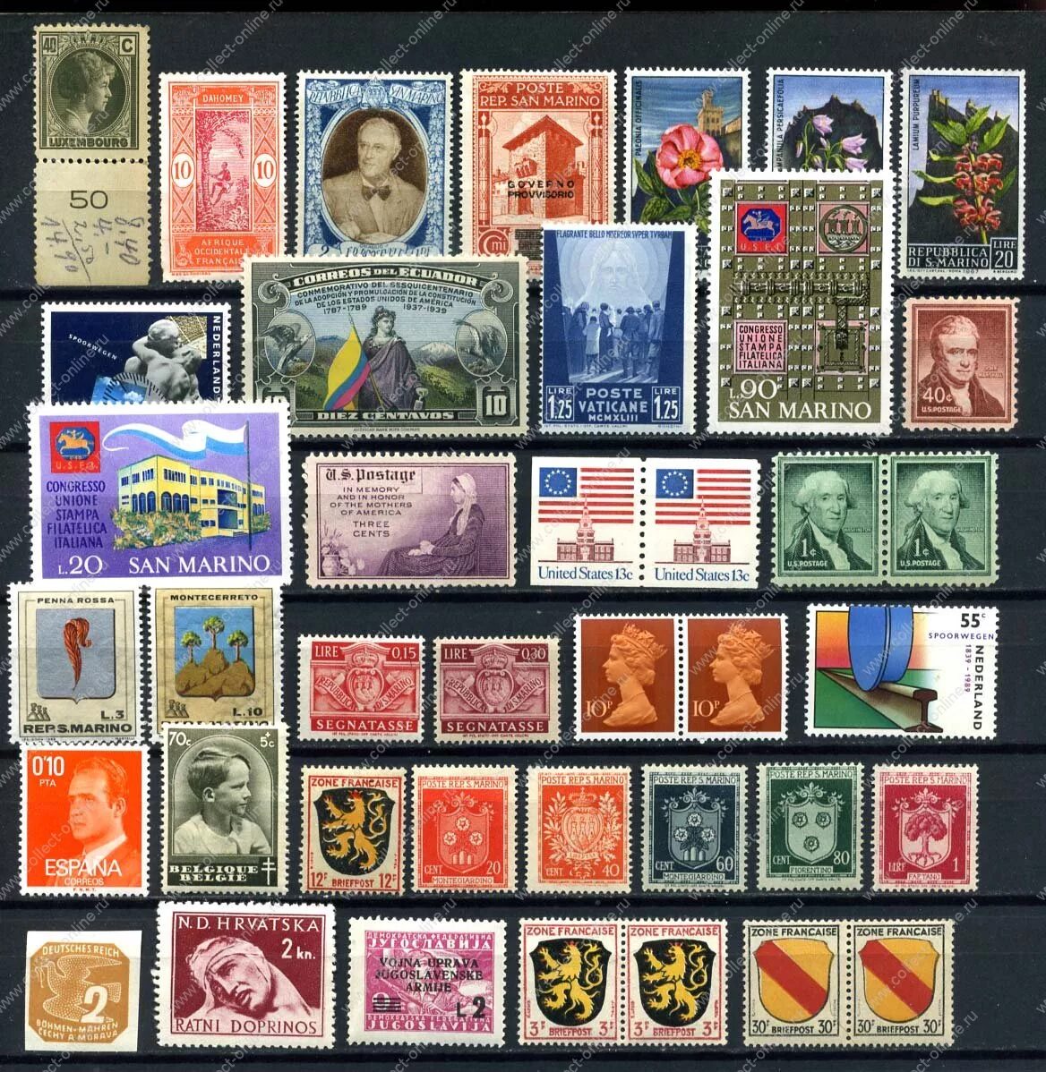 Марки мира фото и цены Collect-Online - интернет-магазин для коллекционеров: 40 старых чистых/** марок 